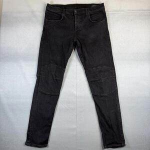 Rag & Bone Jeans Mens 38 Black Moto Biker Skinny Double Knee Stretch Denim